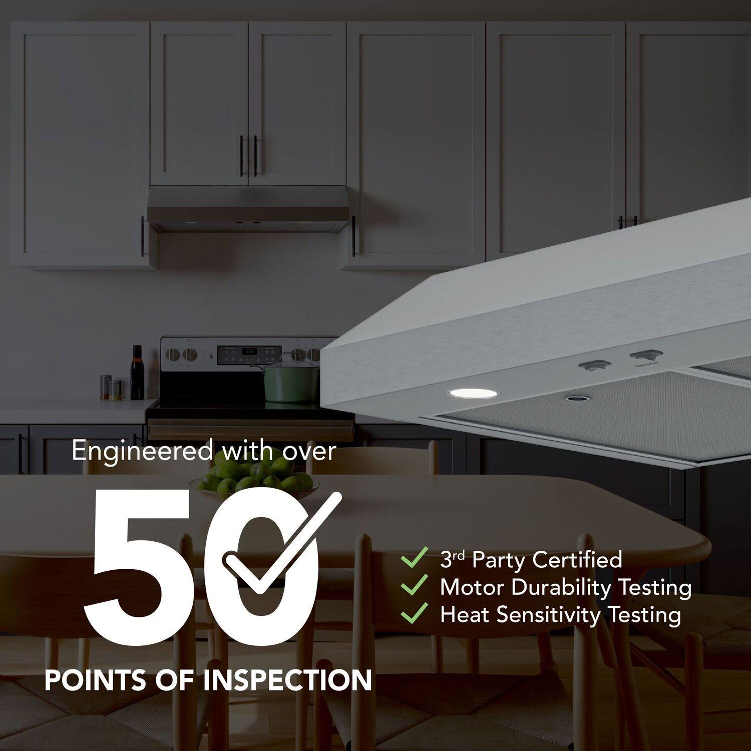 Broan GLA1423SS Glacier 42-Inch 350 MAX Blower CFM 1.5 Sones Stainless Steel Range Hood