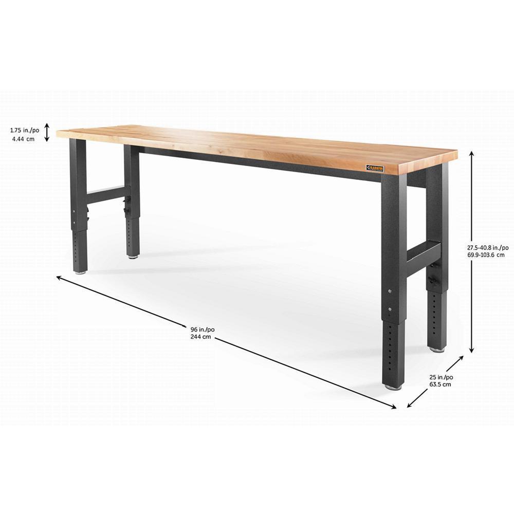 Gladiator 8' Adjustable Height Hardwood Workbench