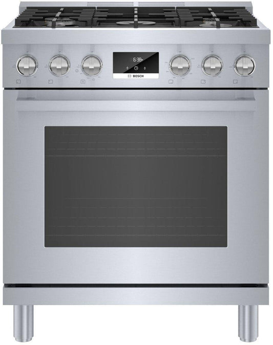 Bosch HDS8055U 800 Series, Dual fuel freestanding range, 30'', Stainless steel