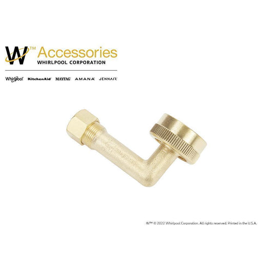 Kitchenaid W10685193 Dishwasher Brass Gooseneck Fitting with washer, 3/4" NH x 3/8" compression fitting