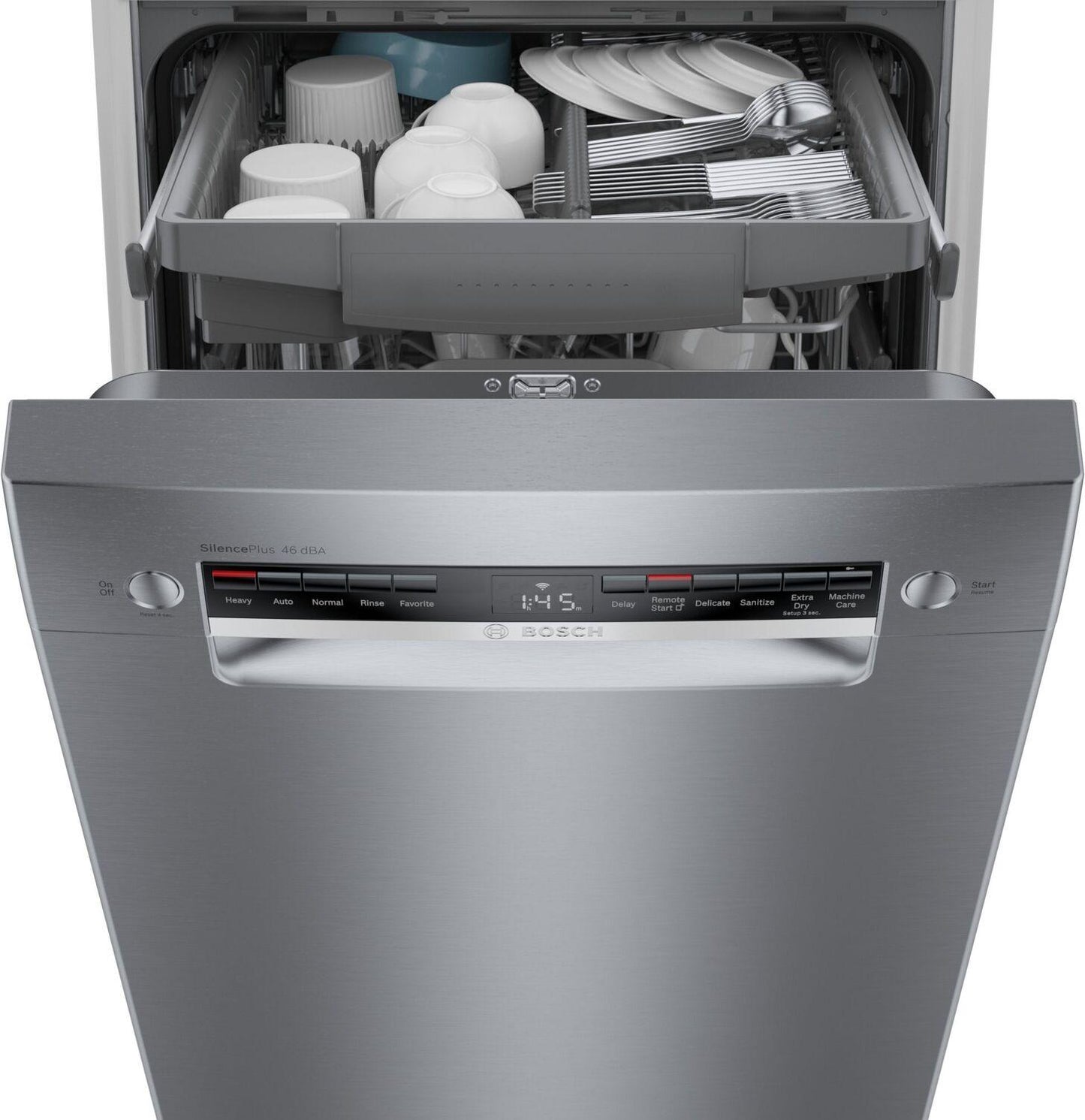 Bosch SPE53C55UC 300 Series, built-under dishwasher, 17 3/4'', Brushed steel anti-fingerprint
