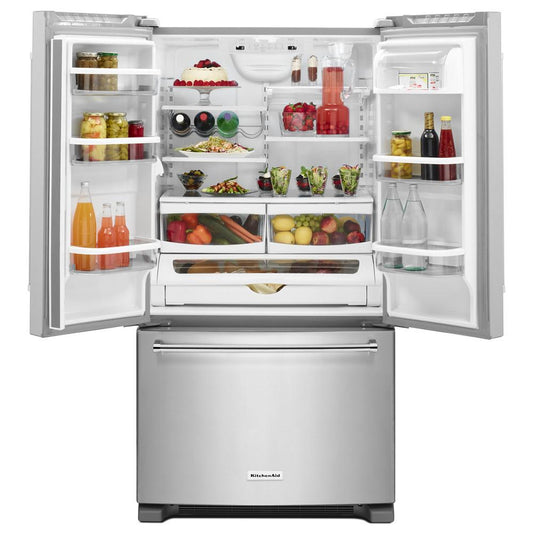 Kitchenaid KRFF305ESS 25 Cu. Ft. 36-Width Standard Depth French Door Refrigerator with Interior Dispense