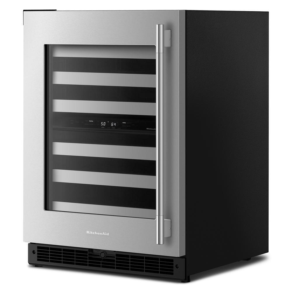 Kitchenaid KUWL324SSB 24" Undercounter Wine Cellar with Full-Extension Metal-Front Racks
