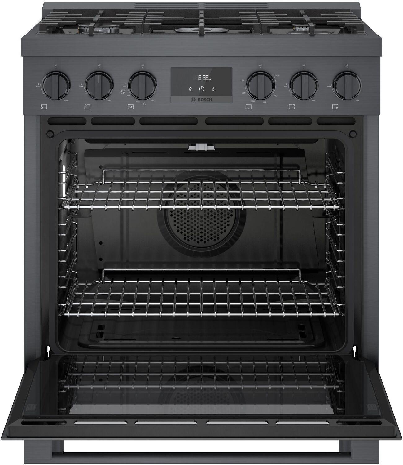Bosch HGS8045UC 800 Series, Gas freestanding range, 30'', Black stainless steel