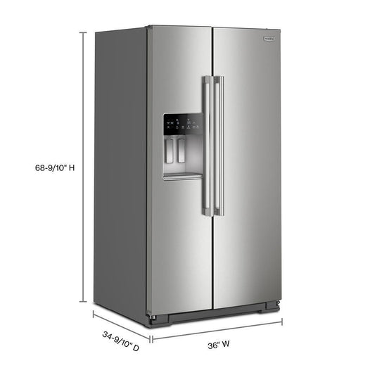 Maytag MRSF6636RZ 36-inch Wide Full-Depth Side-by-Side Refrigerator with Arctic Blue Interior - 28.7 Cu. Ft.