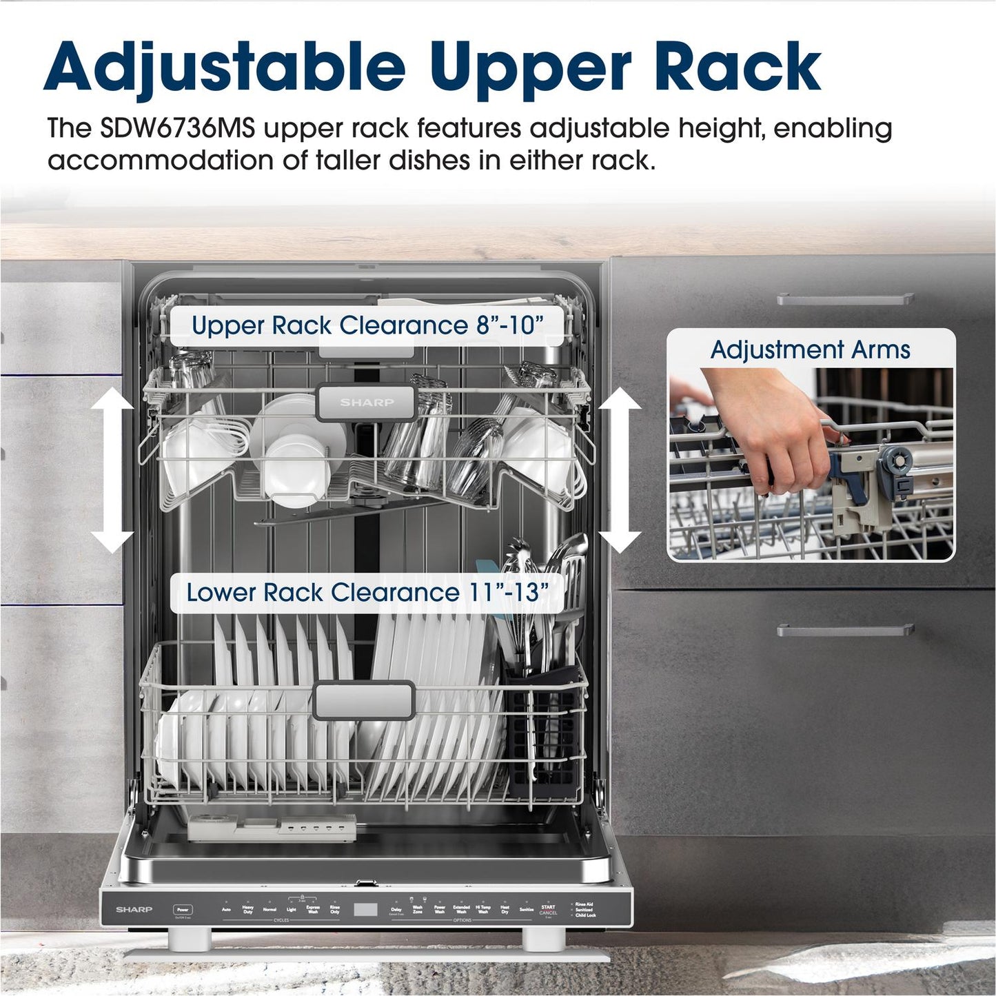 SDW6736MS Sharp 24 in. Stainless Steel 47dB Dishwasher