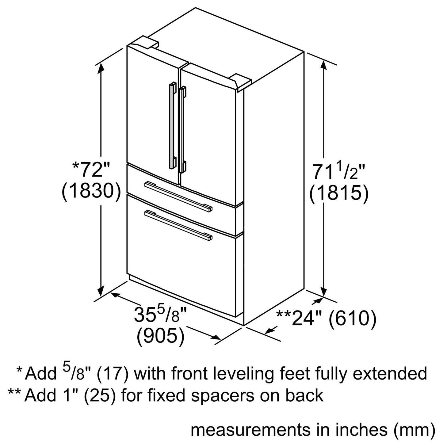 Bosch B36CL80SNS 800 Series, French Door Bottom freezer, multi door, 36'', Brushed steel (with anti-fingerprint)