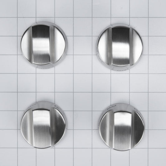 Maytag W10231702 KitchenAid 30-IN Range Bladed, Stemless, Brushed Burner Knobs Kit (Set of 4) - Stainless Steel
