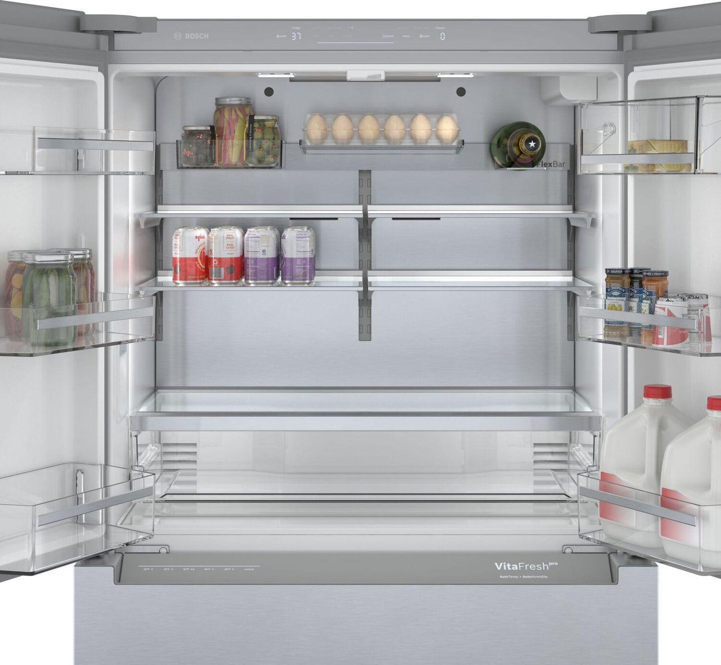 Bosch B36CL80ENS 800 Series, French Door Bottom freezer, multi door, 36'', Brushed steel (with anti-fingerprint)