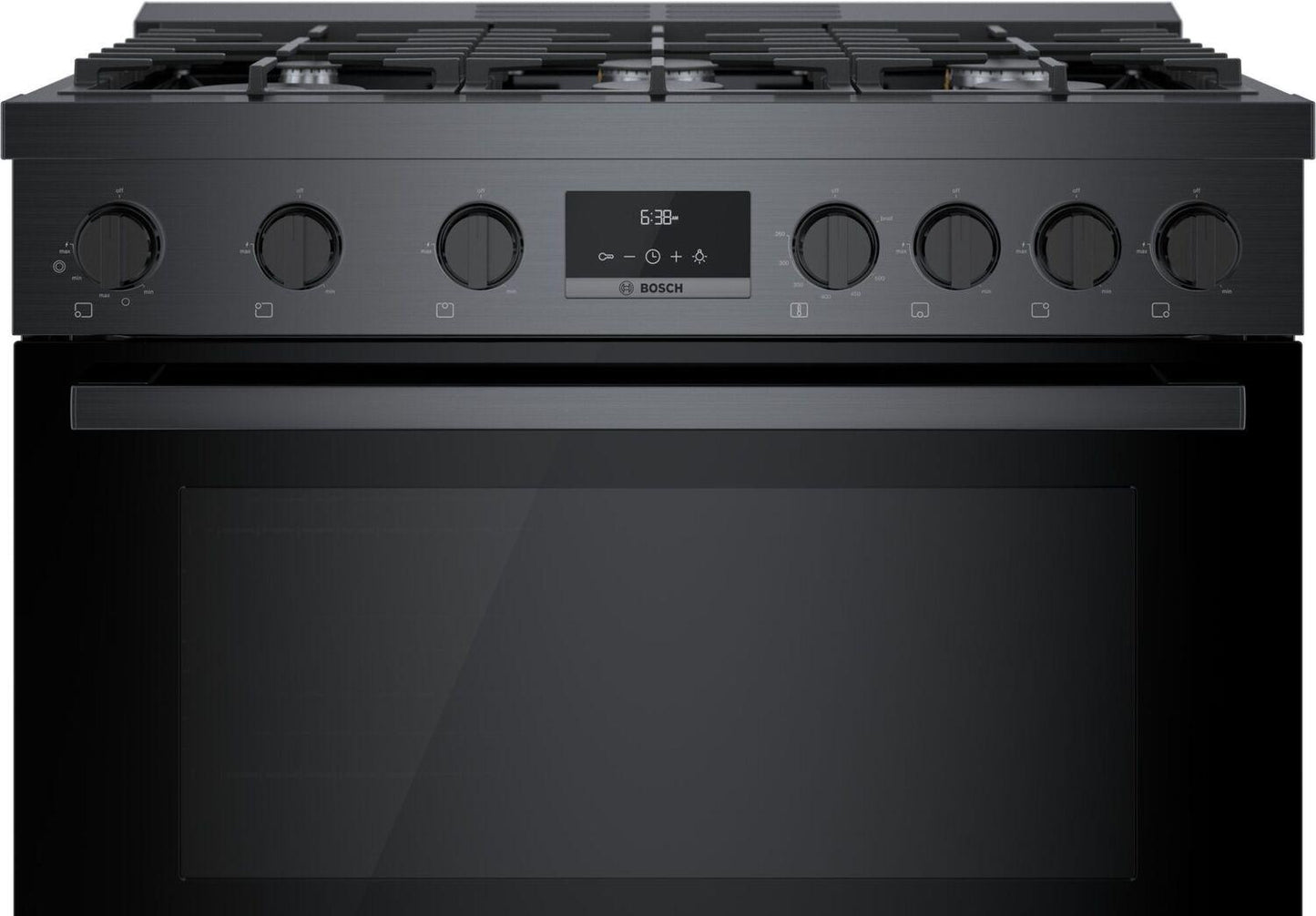 Bosch HGS8645UC 800 Series, Gas freestanding range, 36'', Black stainless steel