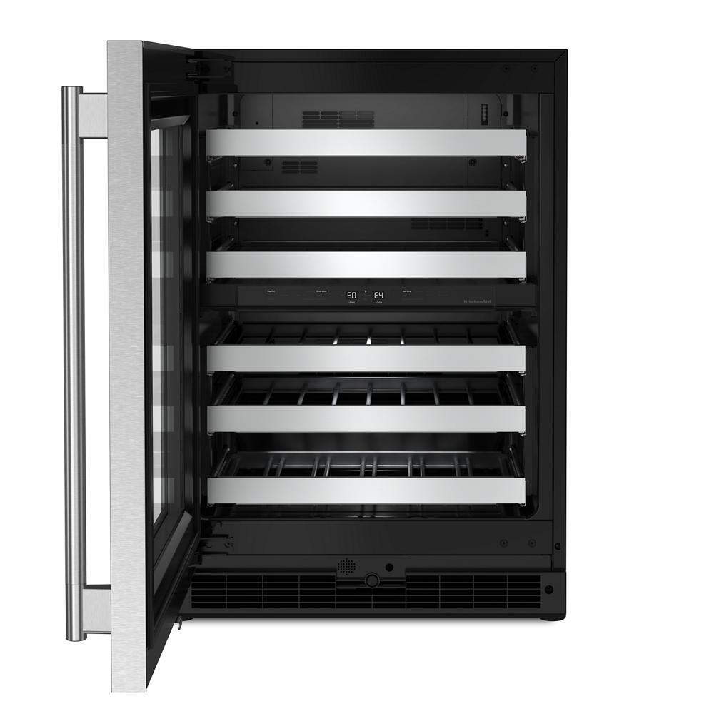 Kitchenaid KUWL324SSB 24" Undercounter Wine Cellar with Full-Extension Metal-Front Racks