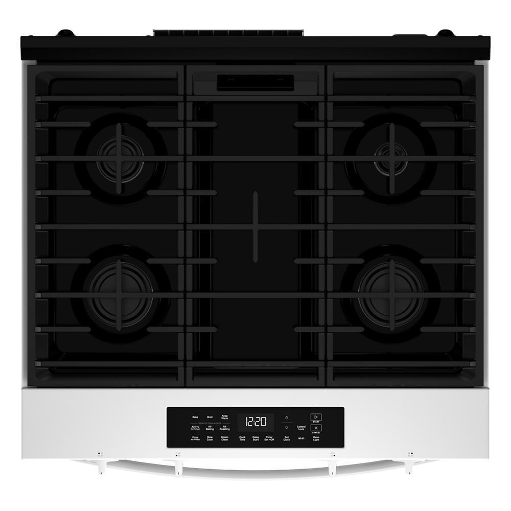 Whirlpool WSGS4530TW 30-inch Gas Smart Range with Air Cooking Technology and Steam Clean