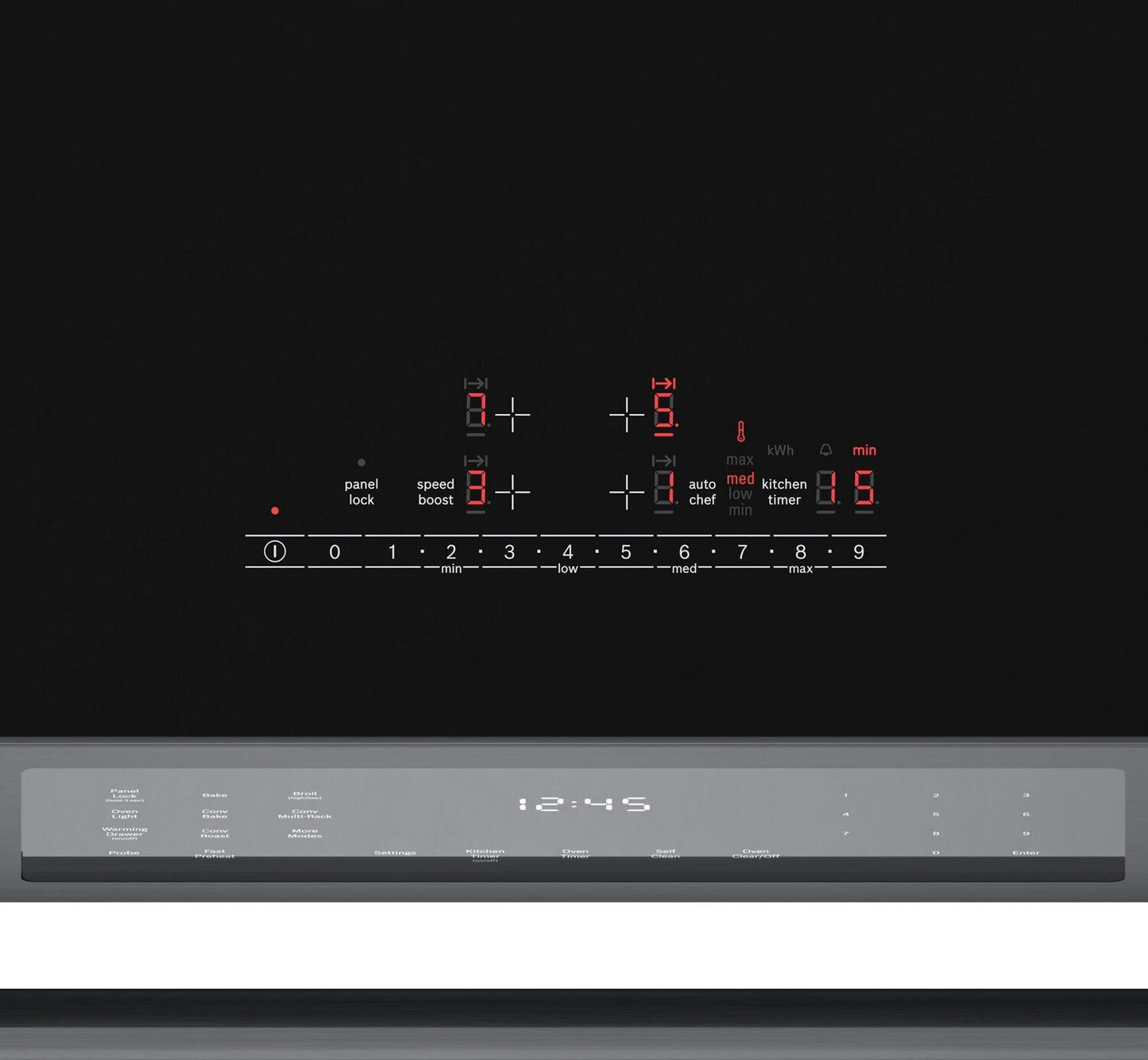 Bosch HII8047U 800 Series, Induction slide-in range, 30'', Black stainless steel