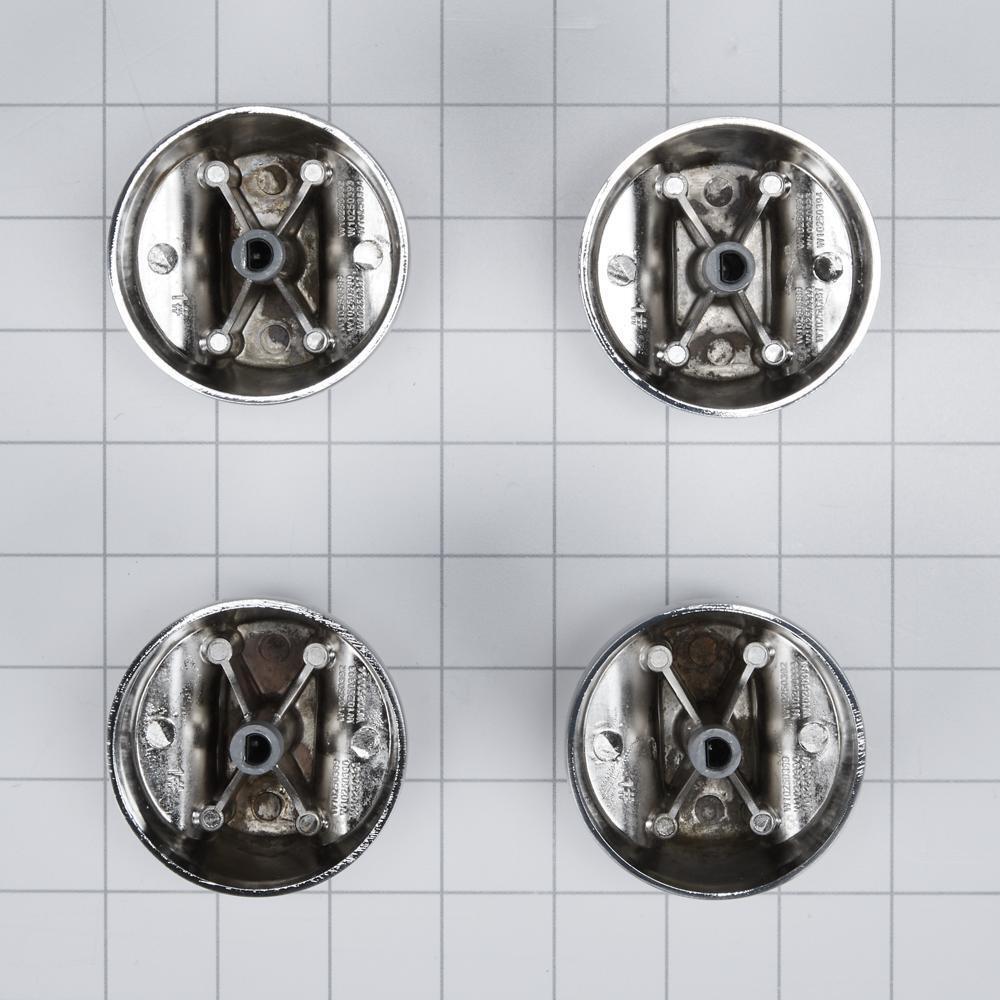 Whirlpool W10231702 KitchenAid 30-IN Range Bladed, Stemless, Brushed Burner Knobs Kit (Set of 4) - Stainless Steel