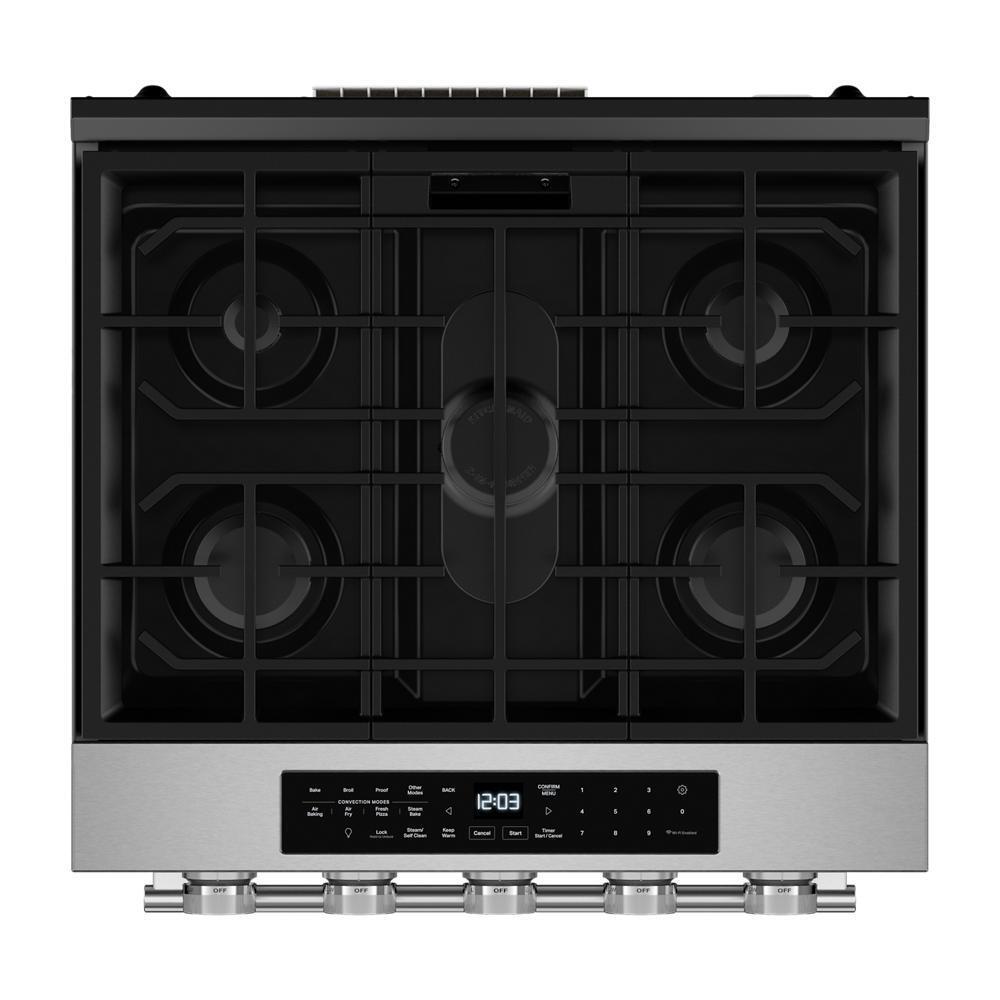 Kitchenaid KSGS530SPS 5.0 Cu. Ft. Smart Slide-in Gas Range with Convection Cooking Modes and 2-in-1 Burner