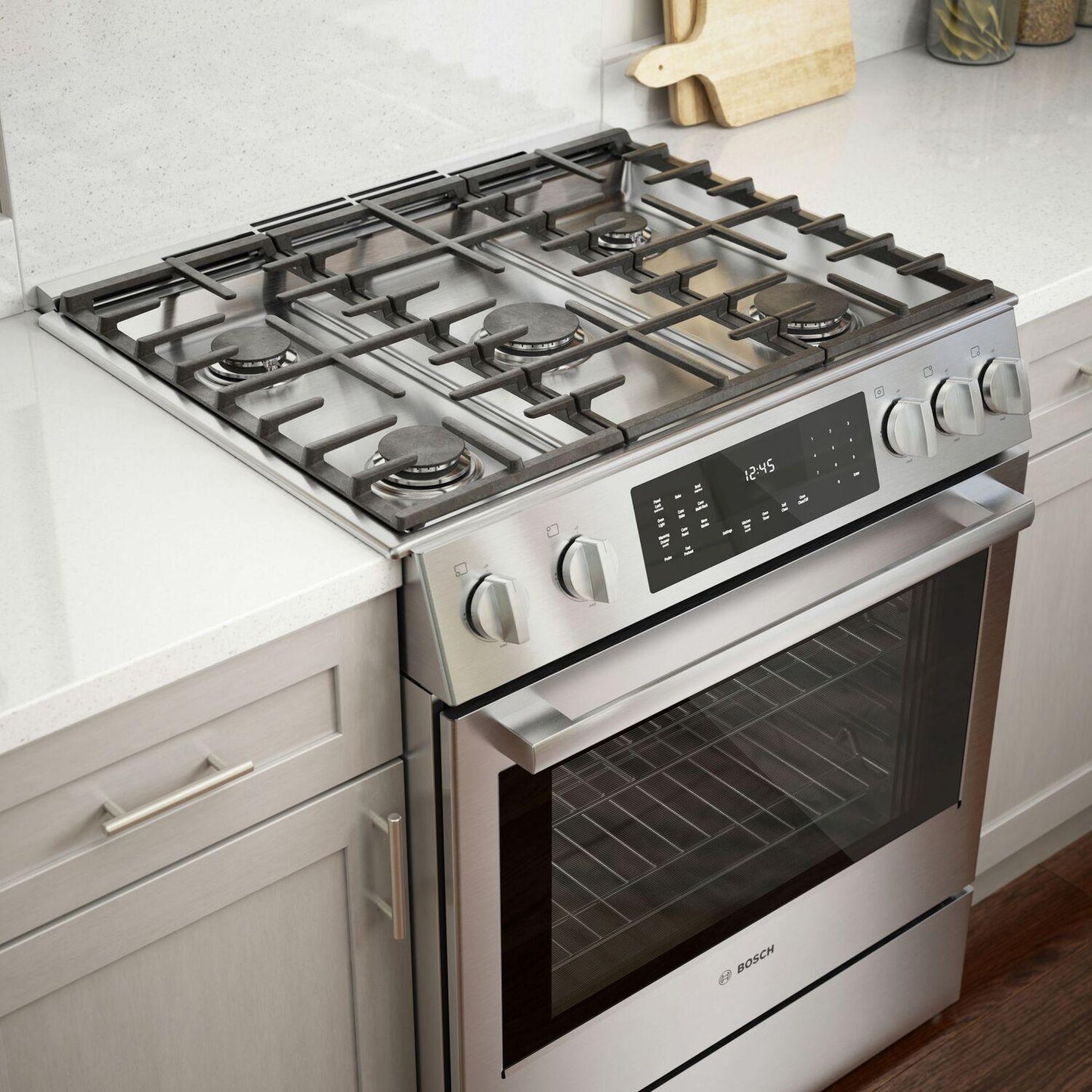 Bosch HDI8056U 800 Series, Dual fuel slide-in range, 30'', Stainless steel