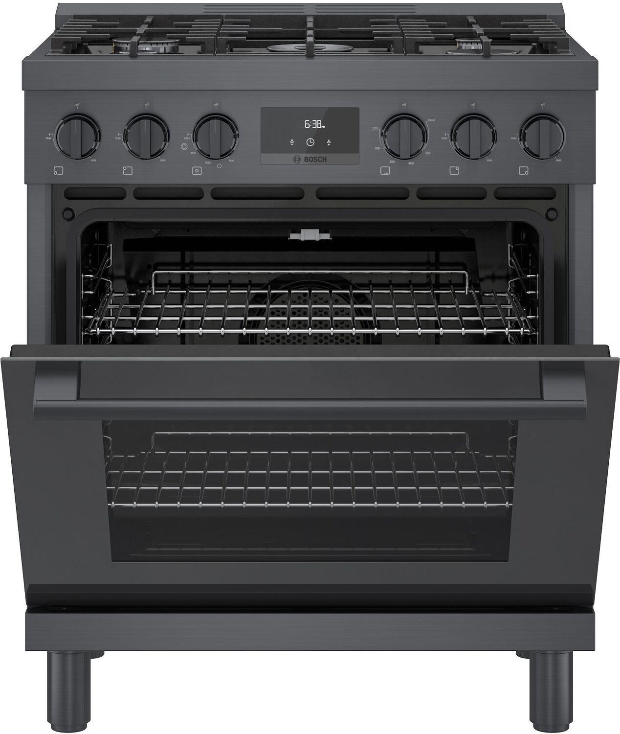 Bosch HGS8045UC 800 Series, Gas freestanding range, 30'', Black stainless steel