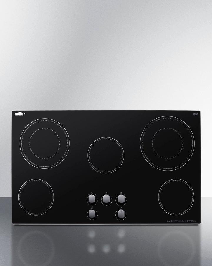 Summit CR5B36MB 36" Wide 208-240v 5-burner Radiant Cooktop