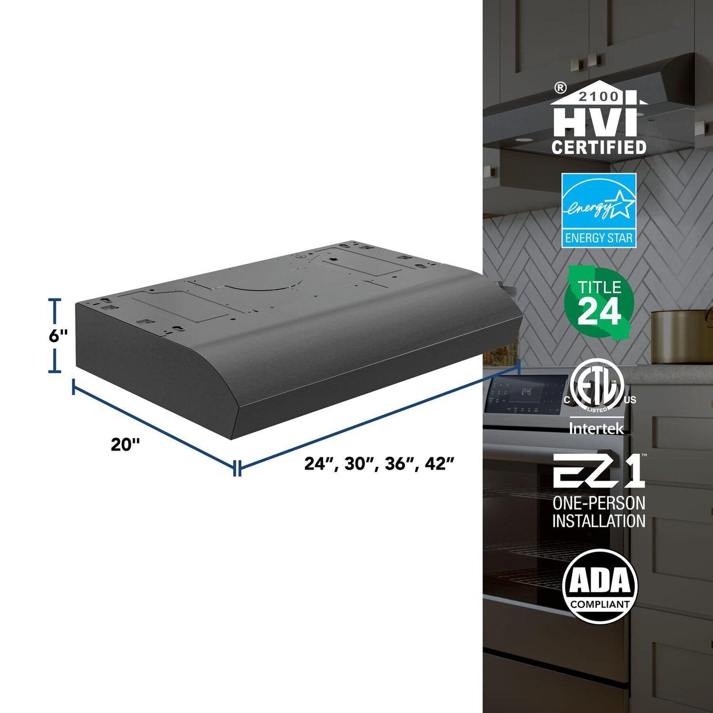 MTR1303BLS Broan-NuTone 30-Inch Under Cabinet Range Hood, ENERGY STAR, 350 Max Blower CFM, Black Stainless Steel