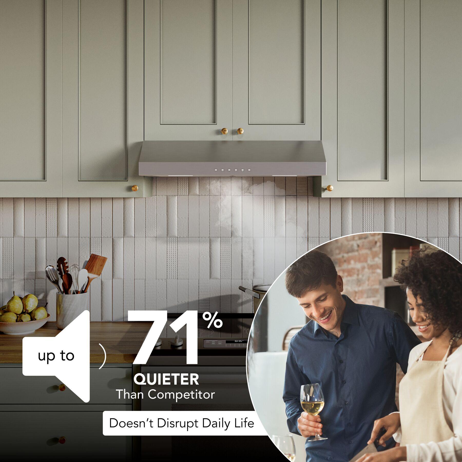 Broan GLA3364SS Glacier 36-Inch 490 MAX Blower CFM 1.0 Sones Stainless Range Hood