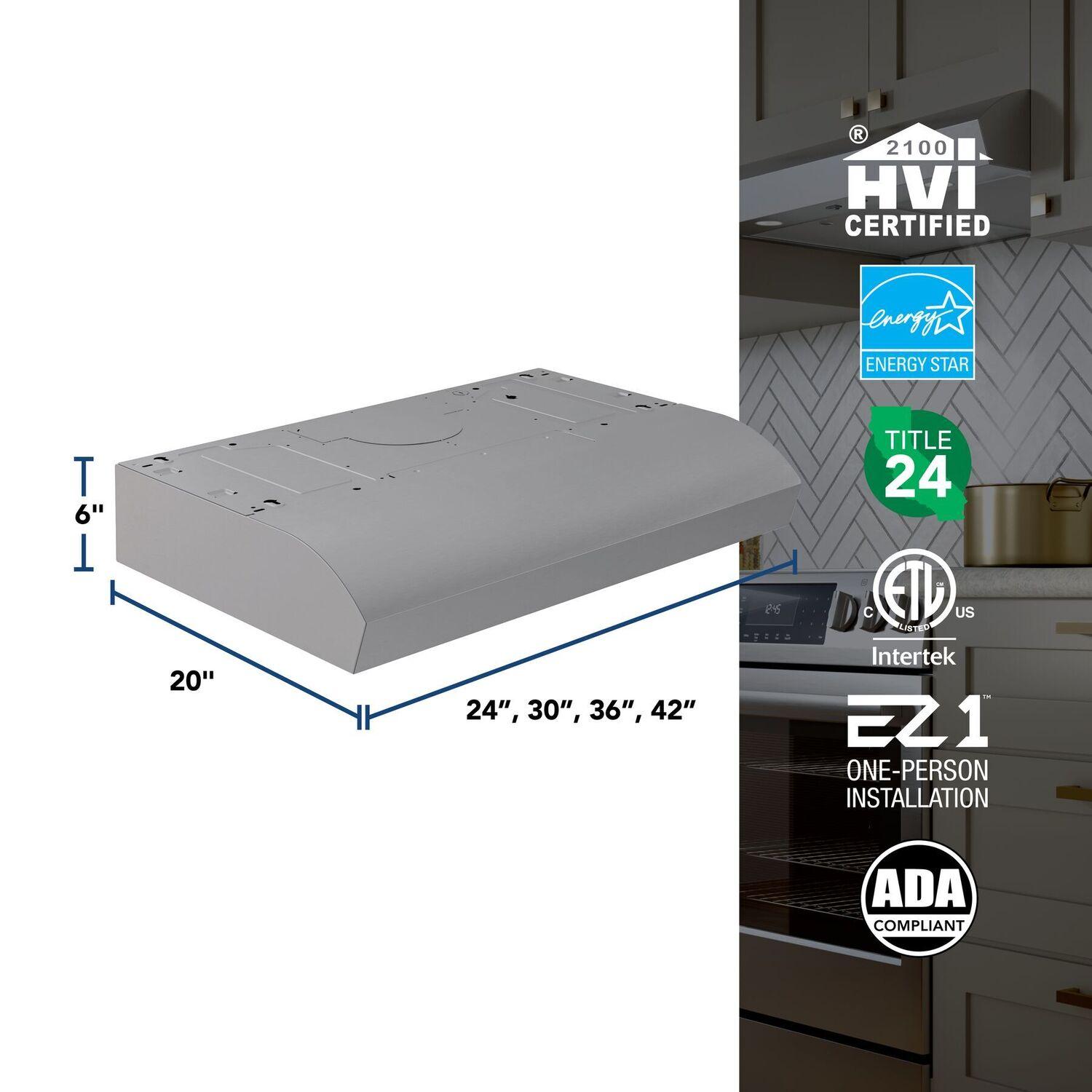Broan MTR1363SS Mantra 36-Inch 350 MAX Blower CFM 1.5 Sones Stainless Steel Range Hood
