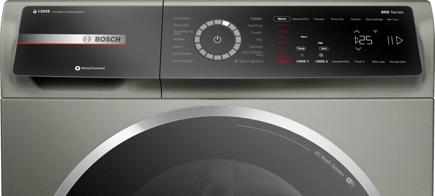 Bosch WGB246AXUC 800 Series, washing machine, frontloader fullsize, 1600 rpm, Silver inox