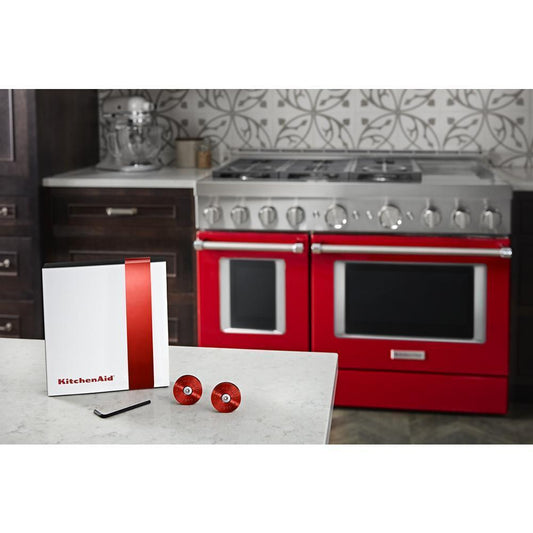 Whirlpool W11368841RE KitchenAid Commercial-Style Range Handle Medallion Kit - Red (Includes Two Medallions, Screws, and One 1/8-IN Hex Wrench)