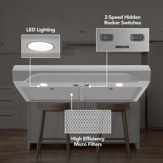 Broan ALT1303SS Alta 30-Inch 350 MAX Blower CFM 1.5 Sones Stainless Steel Range Hood