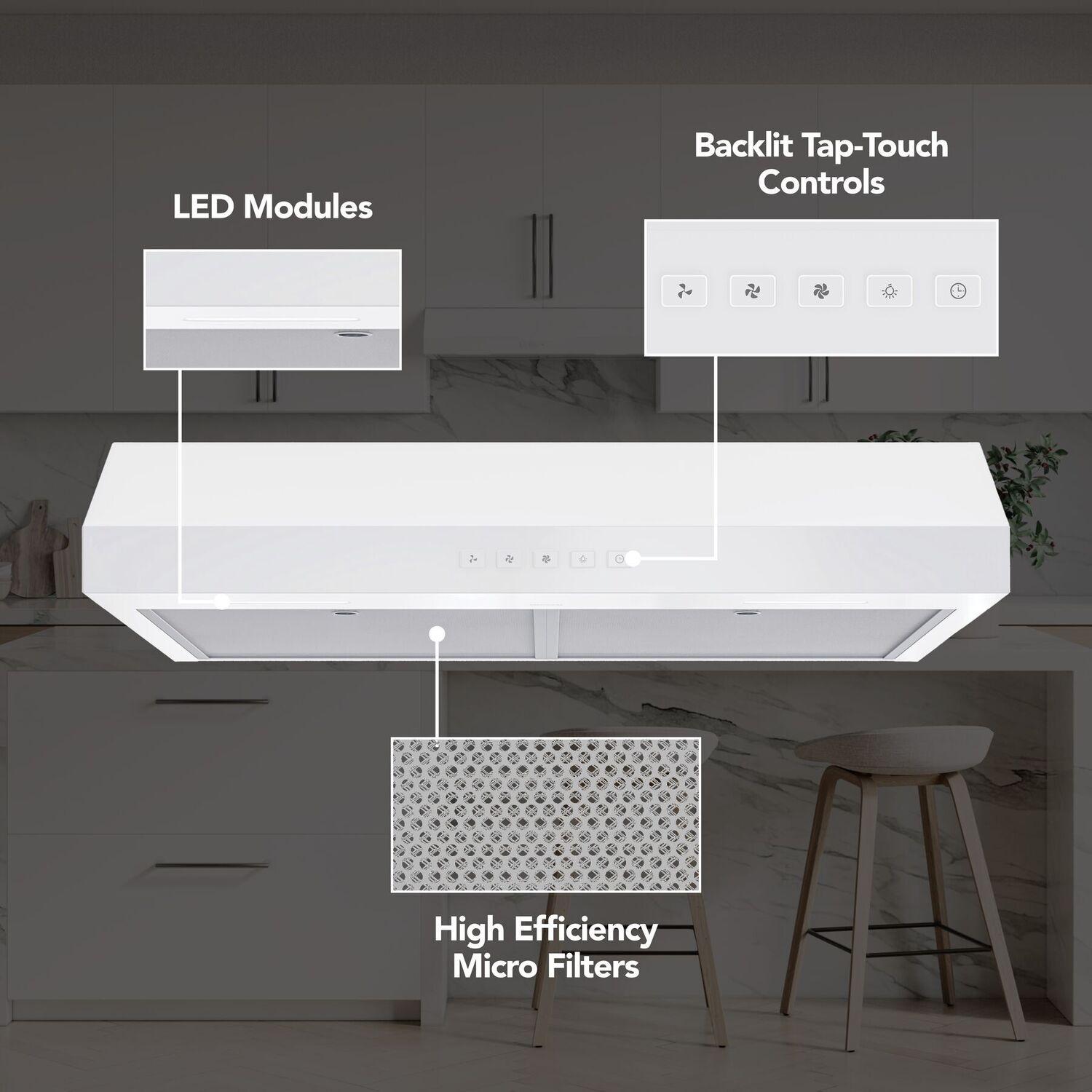GLA2303WW Broan-NuTone 30-Inch Under Cabinet Range Hood, ENERGY STAR, 350 Max Blower CFM, White