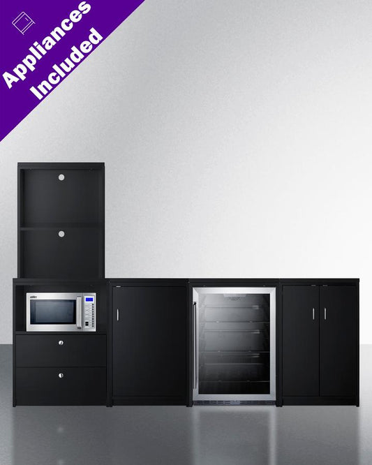 Summit CWSUITE95G 95" Wide Casework Suite With Beverage Center and Microwave, ADA Height