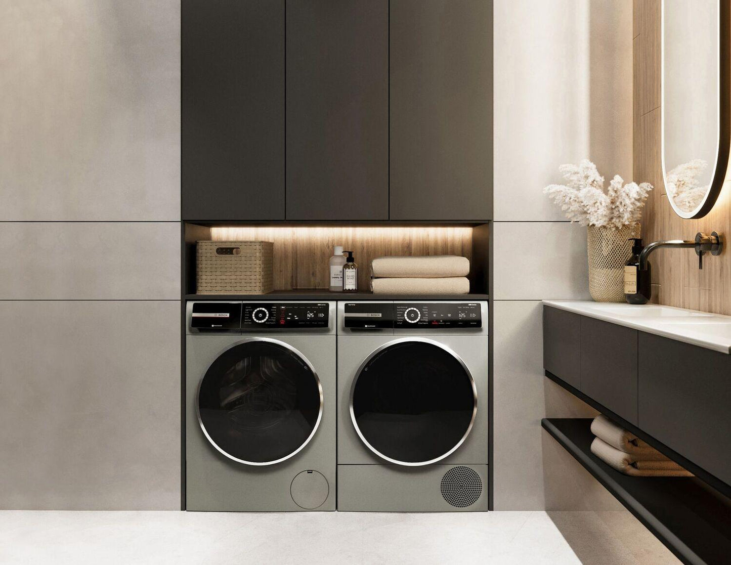 Bosch WGB246AXUC 800 Series, washing machine, frontloader fullsize, 1600 rpm, Silver inox
