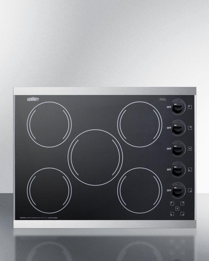 Summit CRS5B13B 27" Wide 230v 5-burner Radiant Cooktop