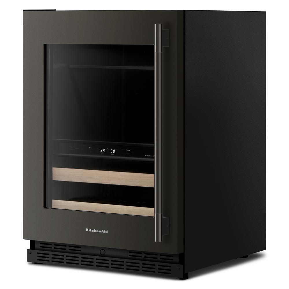 Kitchenaid KUBL524SBE 24" Beverage Center with Glass Door and Wood-Front Racks