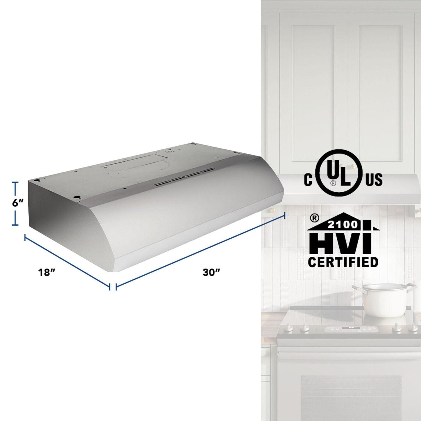 BXT130SS Broan® 30-Inch 4-Way Convertible Under-Cabinet Range Hood, 270 Max CFM, Stainless Steel