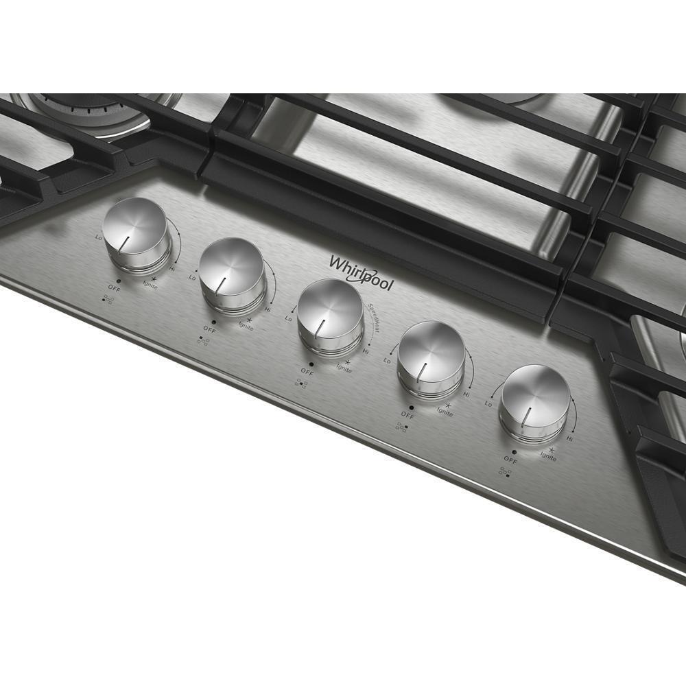 Whirlpool WCGK7030PS 30-inch Gas Cooktop with 5 Burners and EZ-2-Lift™ Hinged Cast-Iron Grates