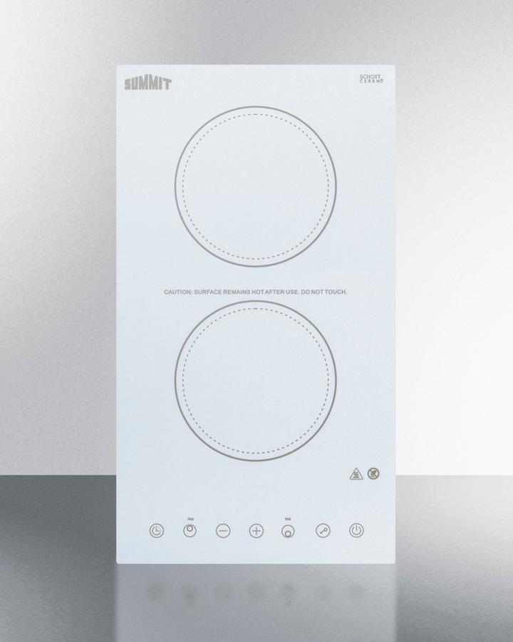 Summit CR2B15T2W 12" Wide 115v 2-burner Radiant Cooktop