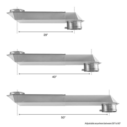 Kitchenaid 4396014 29"-50" Dryer Telescoping Vent Periscope for 2.5" clearance, with 1 male snap-lock fitting and 1 draw-band collar