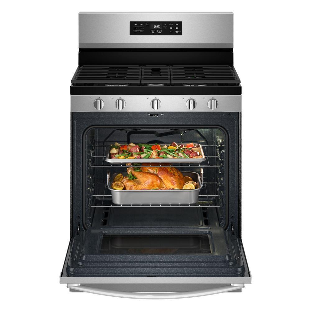 Whirlpool WFGS4530SS 30-inch Gas Range with Air Cooking Technology and Steam Clean