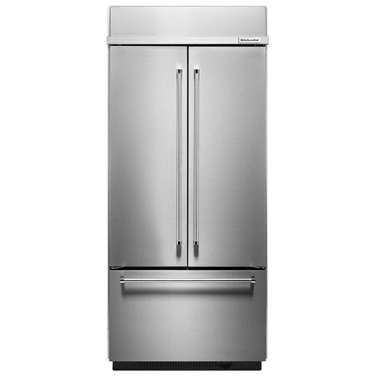 Kitchenaid KBFN506ESS 20.8 Cu. Ft. 36" Width Built In Stainless Steel French Door Refrigerator with Platinum Interior Design