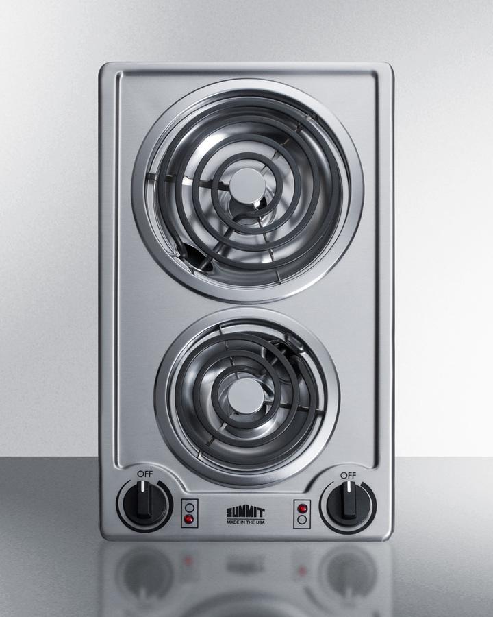 Summit CCE213SS 12" Wide 115v 2-burner Coil Cooktop