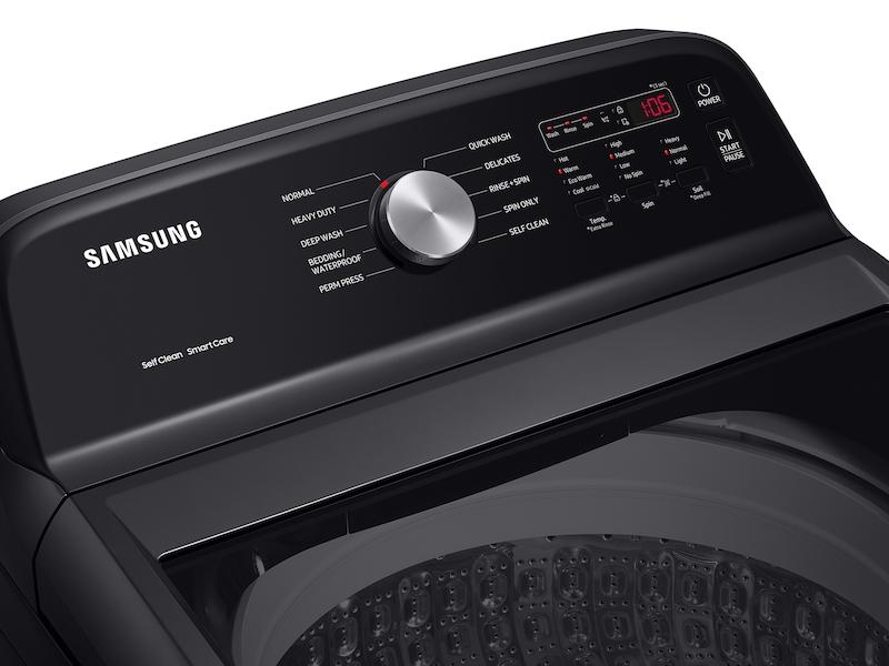 Samsung 4.9 cu. ft. Large Capacity Top Load Washer with ActiveWave™ Agitator and Deep Fill in Brushed Black