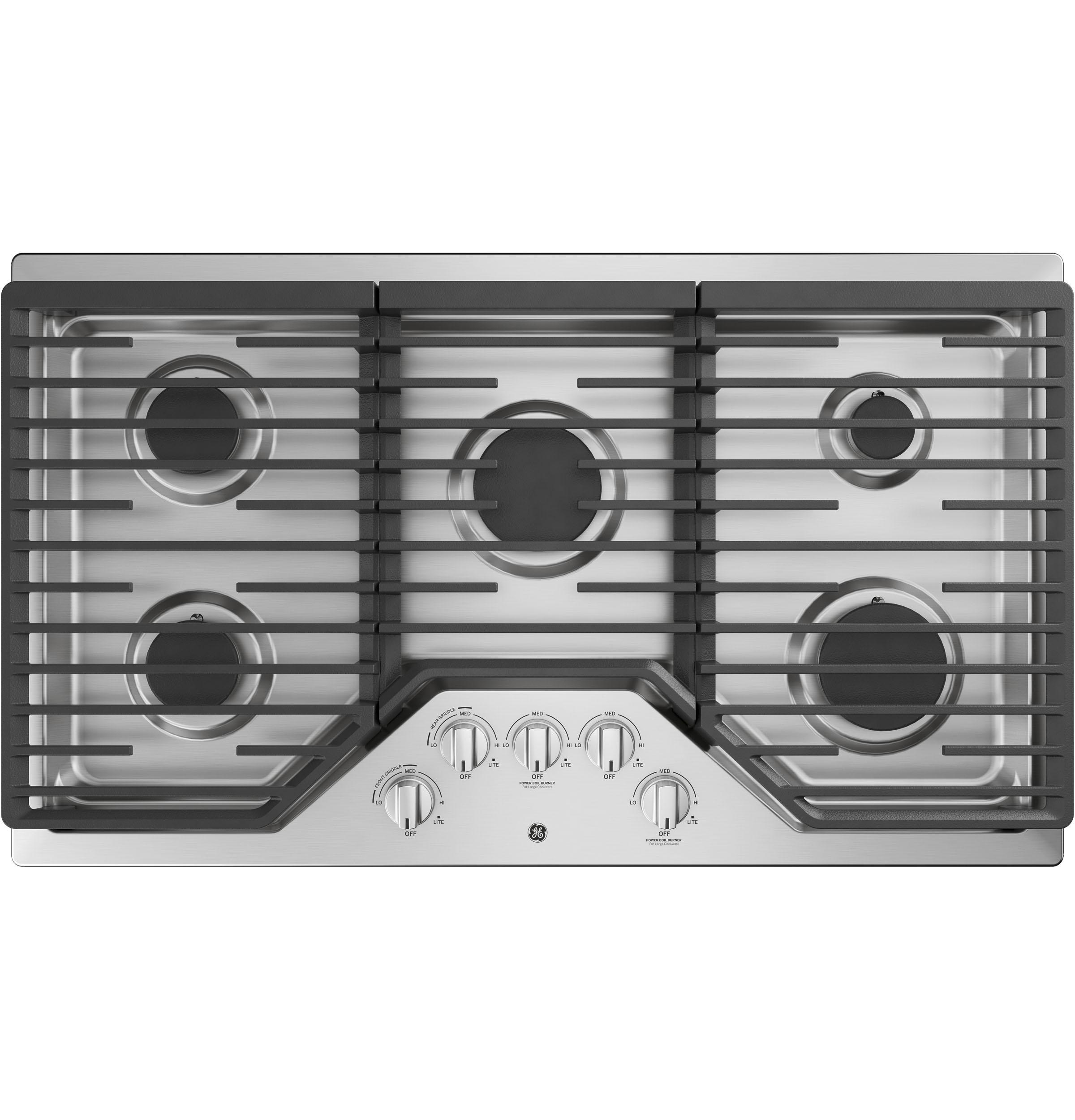 GE® 36" Built-In Gas Cooktop with 5 Burners and Dishwasher Safe Grates