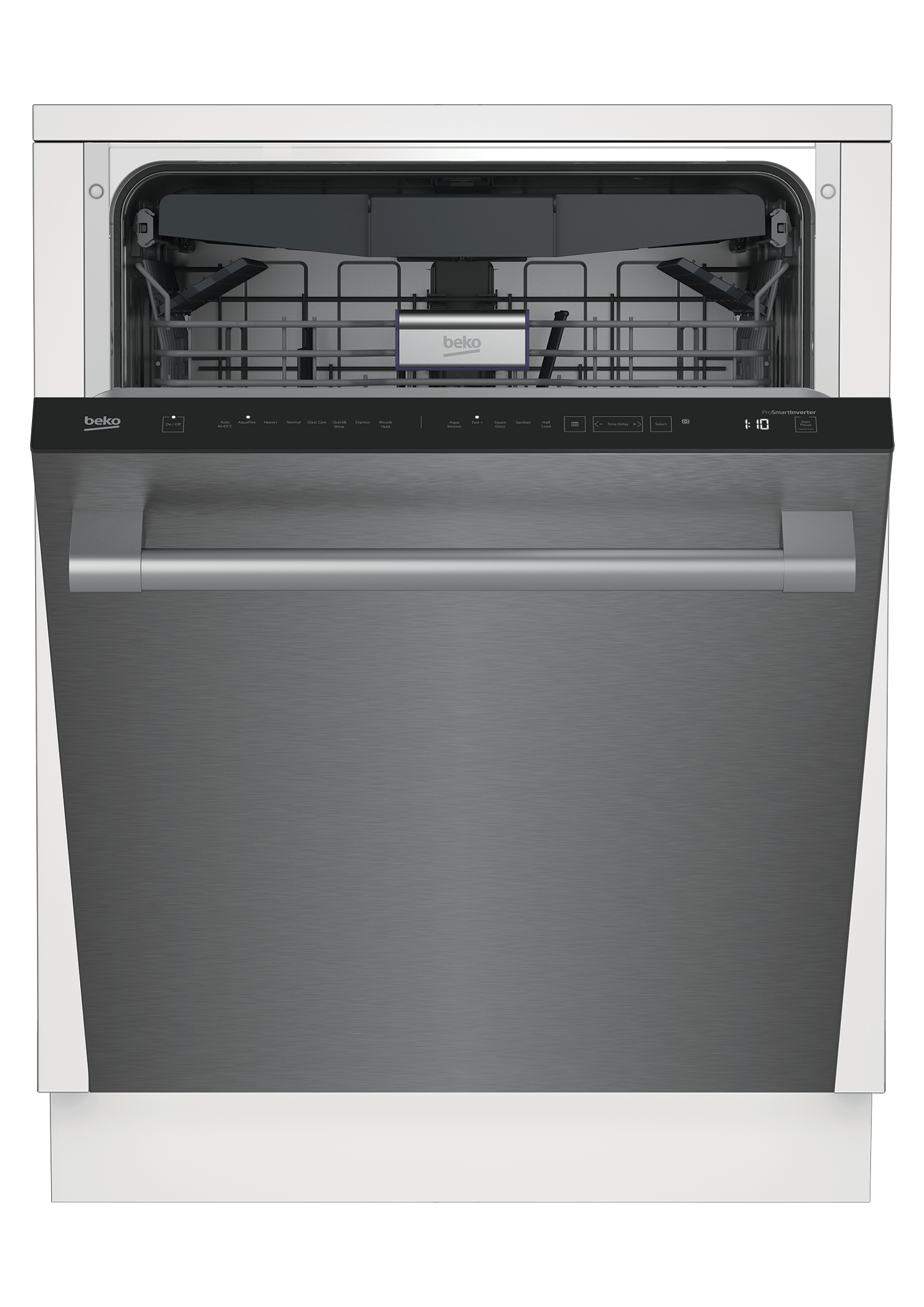 Beko Tall Tub Stainless Dishwasher, 16 place settings, 45 dBa, Top Control With Water Softener
