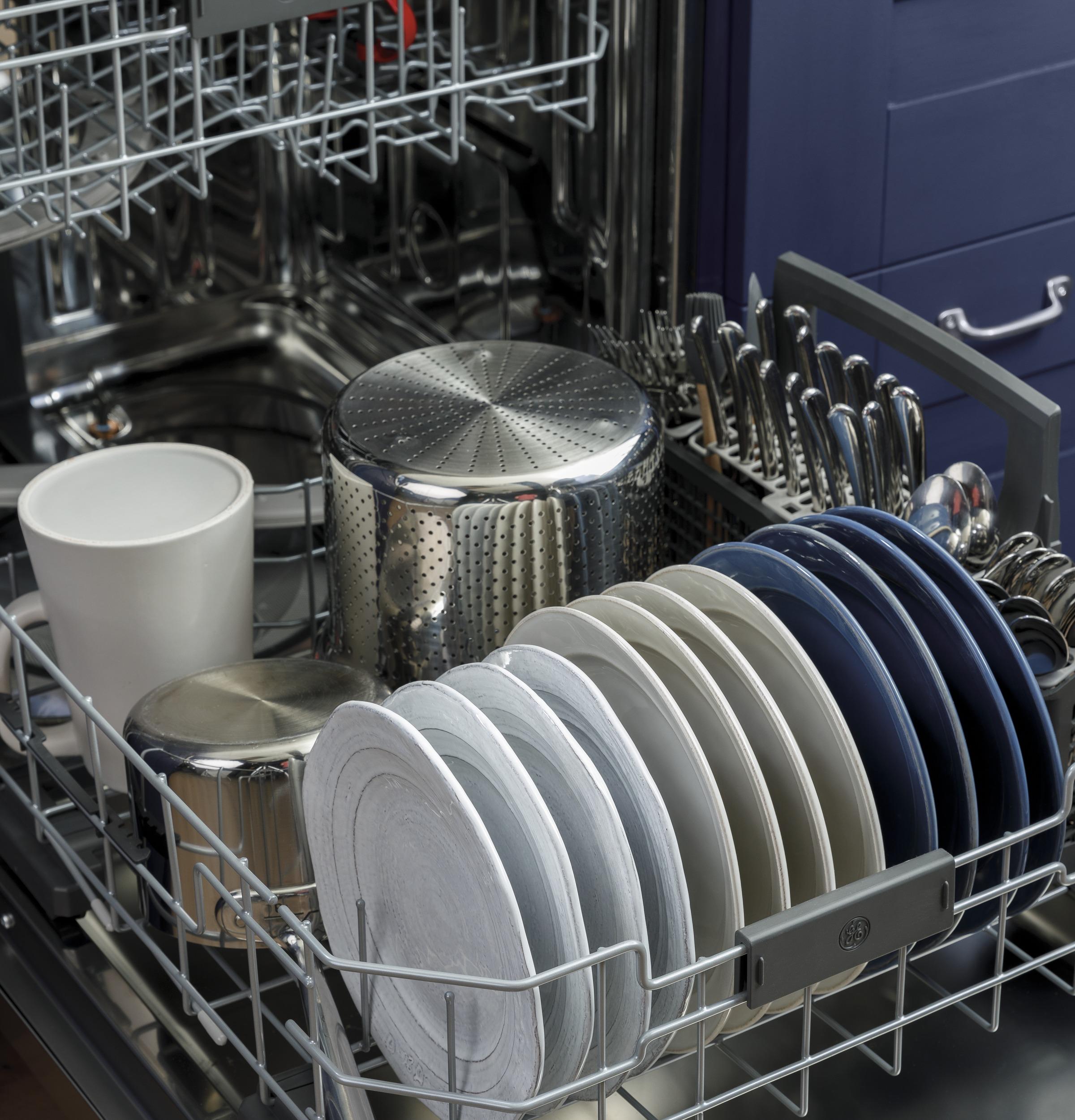 GE® Front Control with Stainless Steel Interior Dishwasher with Sanitize Cycle & Dry Boost