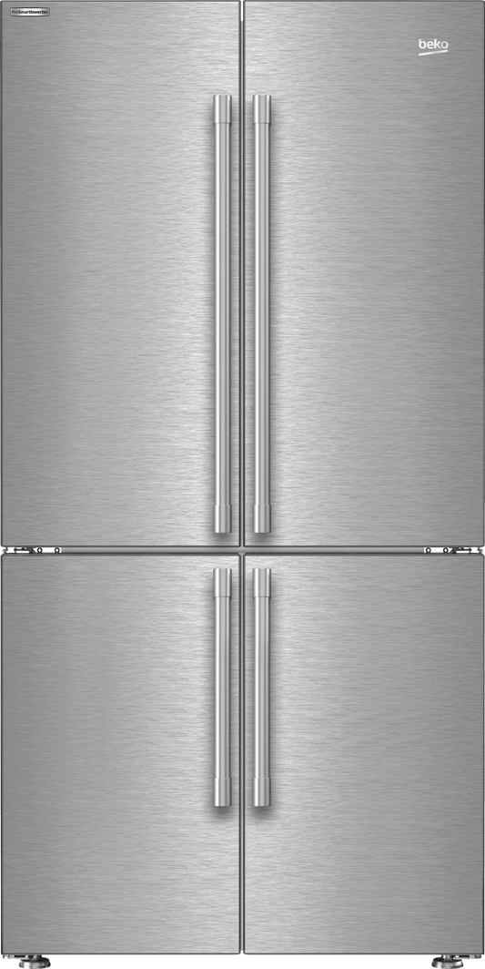 Beko BFFD3626SS 36" French Four-Door Stainless Steel Refrigerator with auto Ice Maker, Water Dispenser