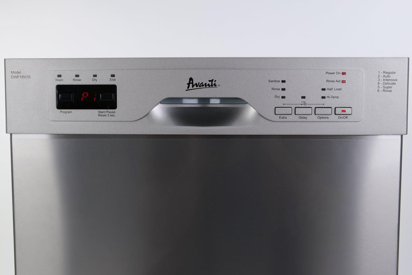 DWF18V0W Avanti 18" Built In Dishwasher - White