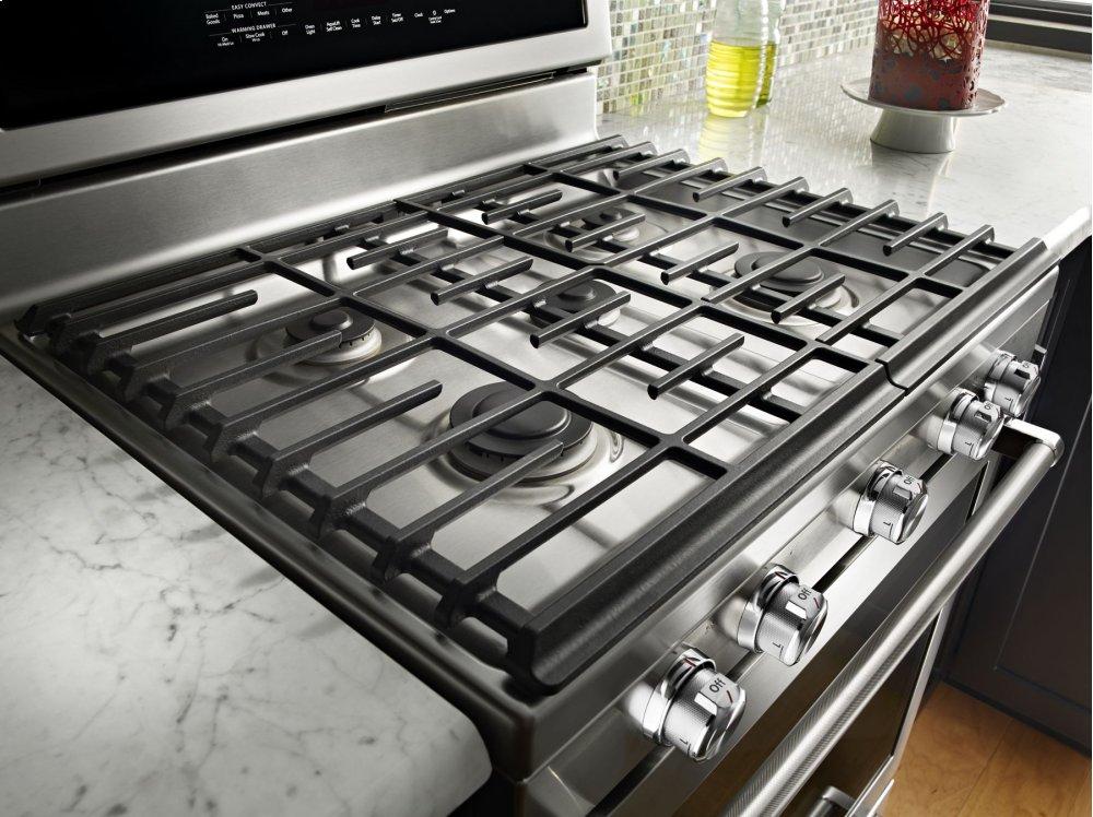 Kitchenaid KFGS530ESS 30-Inch 5 Burner Gas Convection Range with Warming Drawer - Stainless Steel