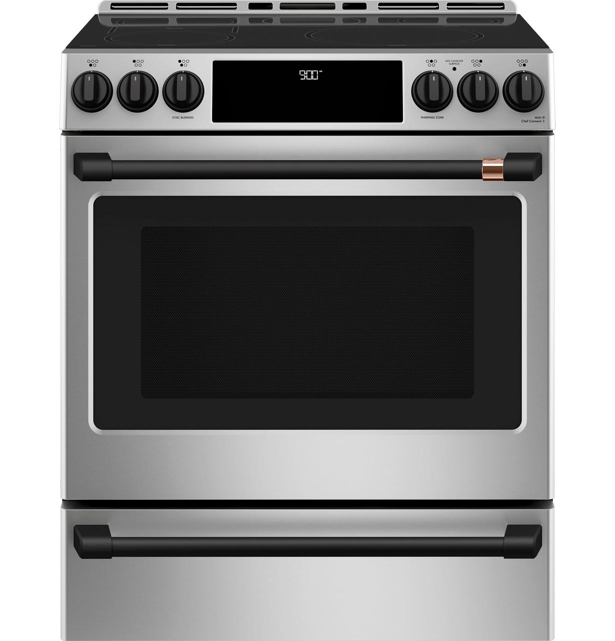 Cafe CHS900P2MS1 CAF(EBACK)™ 30" Smart Slide-In, Front-Control, Induction and Convection Range with Warming Drawer