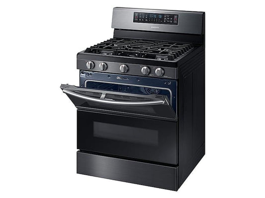 Samsung NX58M6850SG 5.8 cu ft. Smart Freestanding Gas Range with Flex Duo™ & Dual Door in Black Stainless Steel