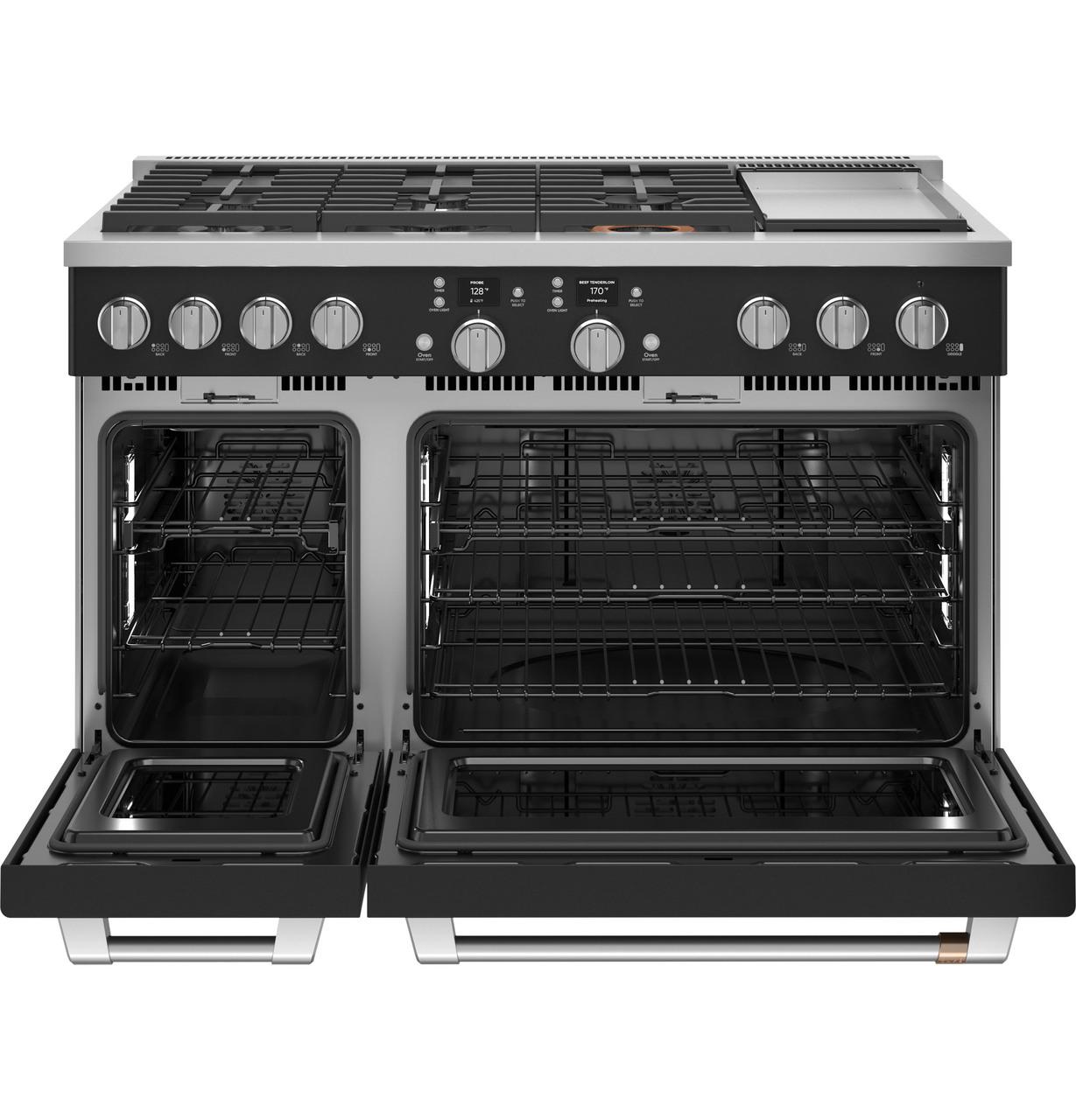 Cafe C2Y486P3TD1 CAF(EBACK)™ 48" Smart Dual-Fuel Commercial-Style Range with 6 Burners and Griddle (Natural Gas)